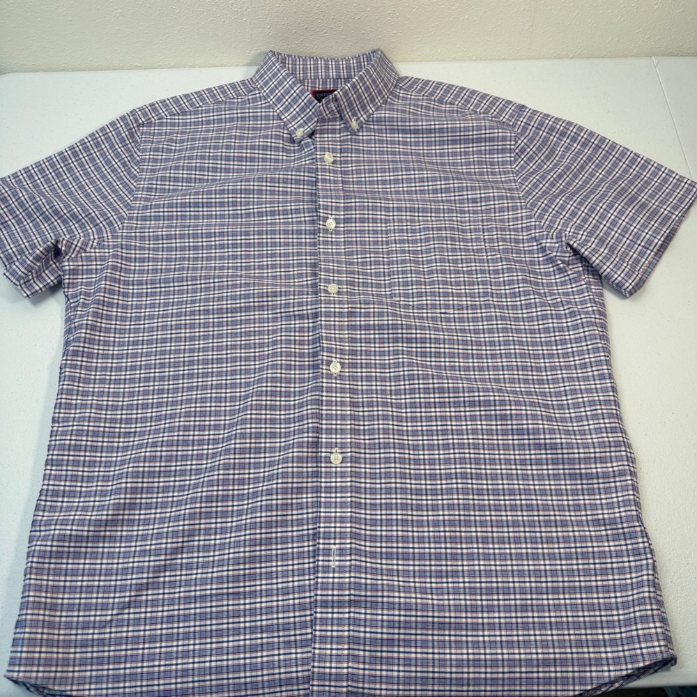 UNTUCKit Mens XL Plaid Button Down Short Sleeve Shirt Slim‎ Fit Casual Cotton